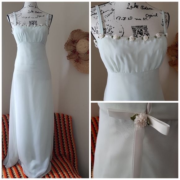 VTG Dessy After Six Maxi Square Neck Bride Mint 2k - Picture 2 of 8